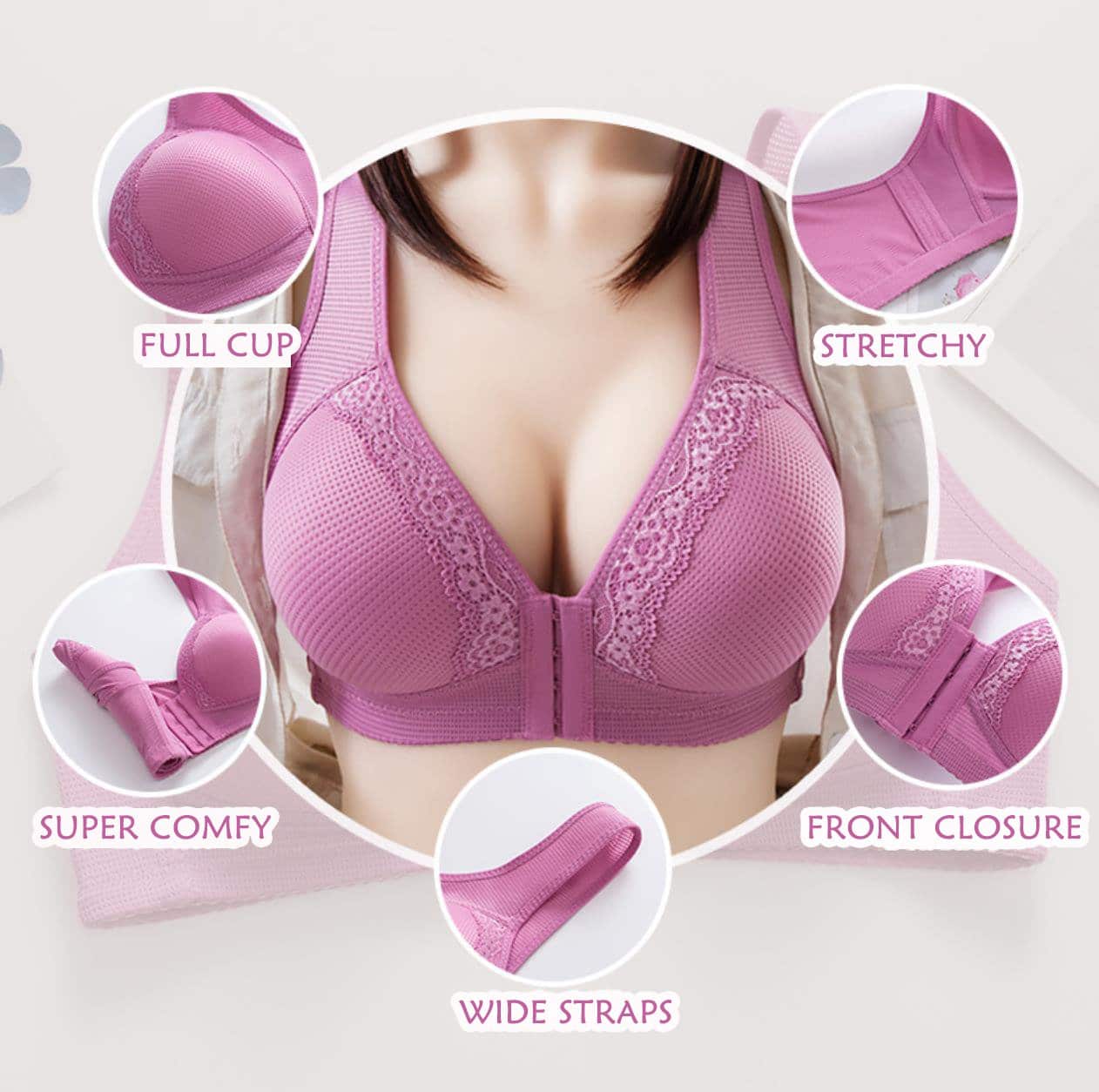 1 HOT SELLER – New Plus Size Sexy Push Up Front Closure Bra【Last