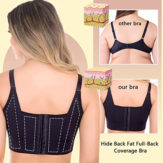 Deep Cup Bra Hide Back Fat Full Back Coverage Plus Size with Shapewear  Incorporated Posture Push-Up Bra (Black D,40) : : Clothing, Shoes  & Accessories